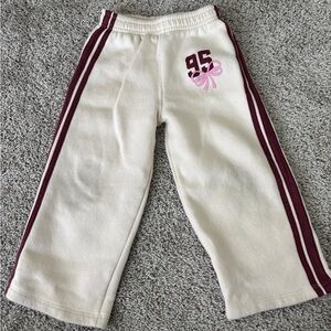 Zara Kids Cream Joggers with Maroon Stripes